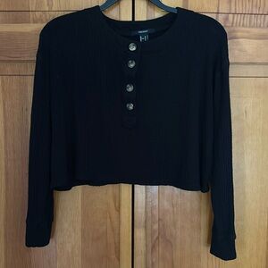 Black Knit Sweater Cropped Oversized